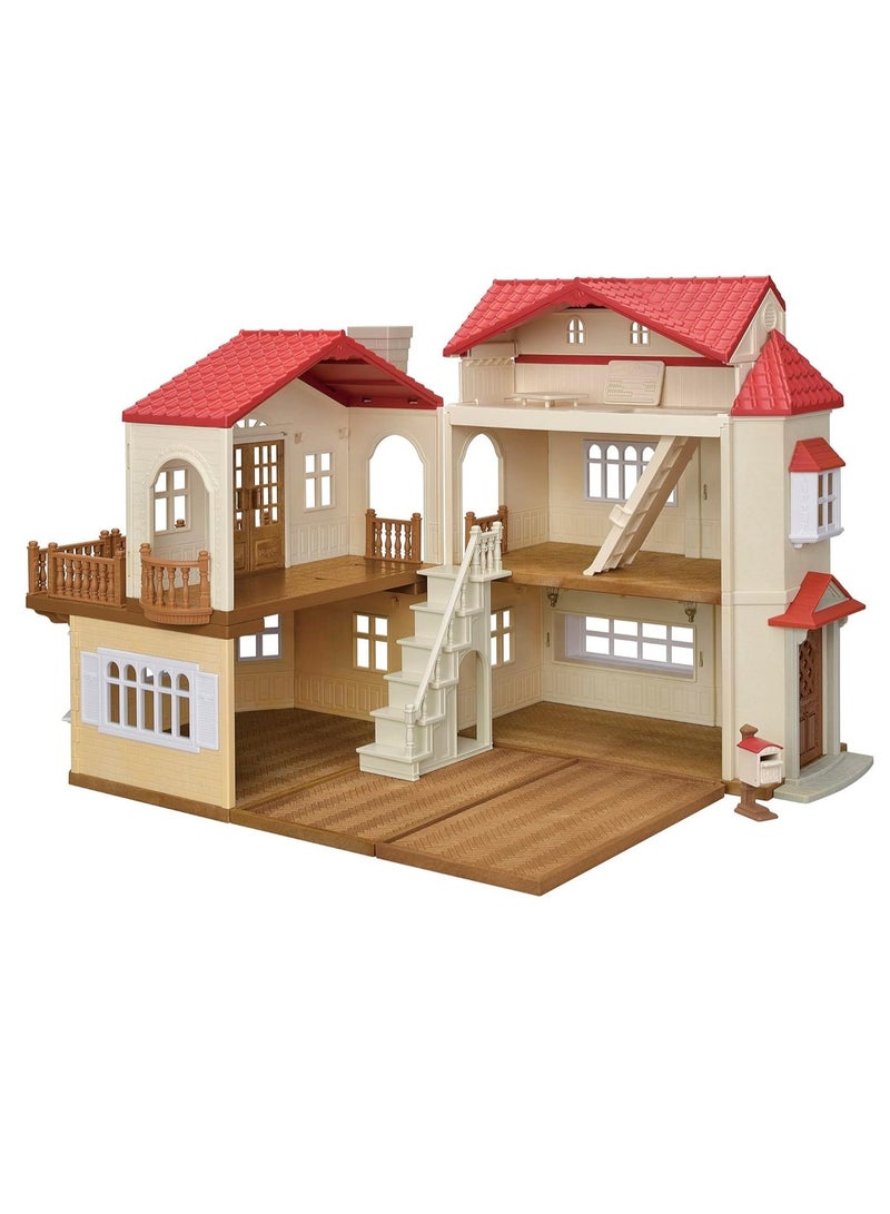 Sylvanian Families Red Roof Country Home Secret Attic Playroom 5708 | Modular Dollhouse with 4 Rooms & 3 Lights | Toy House - Image 2