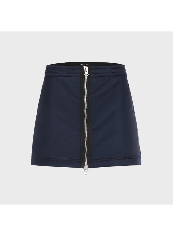 Zara Fashion Minimalist Versatile Textured High-waisted Zip A-line Mini Skirt - Image 2