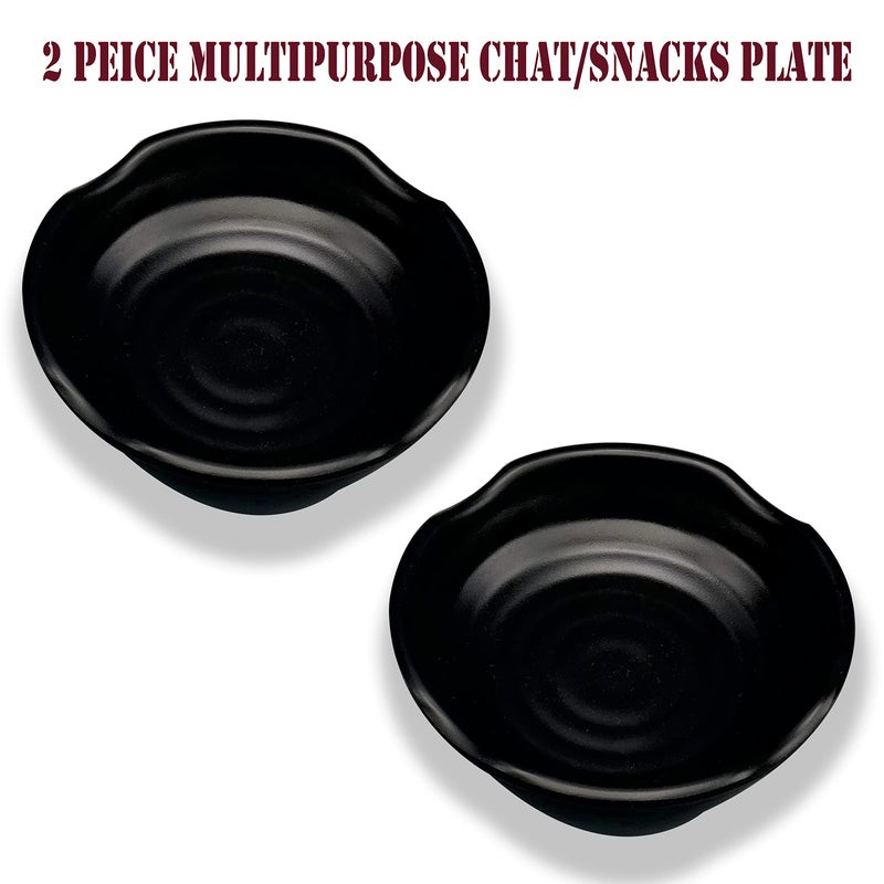 ZIDO Pack of 2 Multipurpose Dahi Bhalla Plate/Chat Plate/Snacks Plate/Appetizer Plate/Dessert Plate for Serving All Type of Chat, Dessert and Snacks etc - Image 2