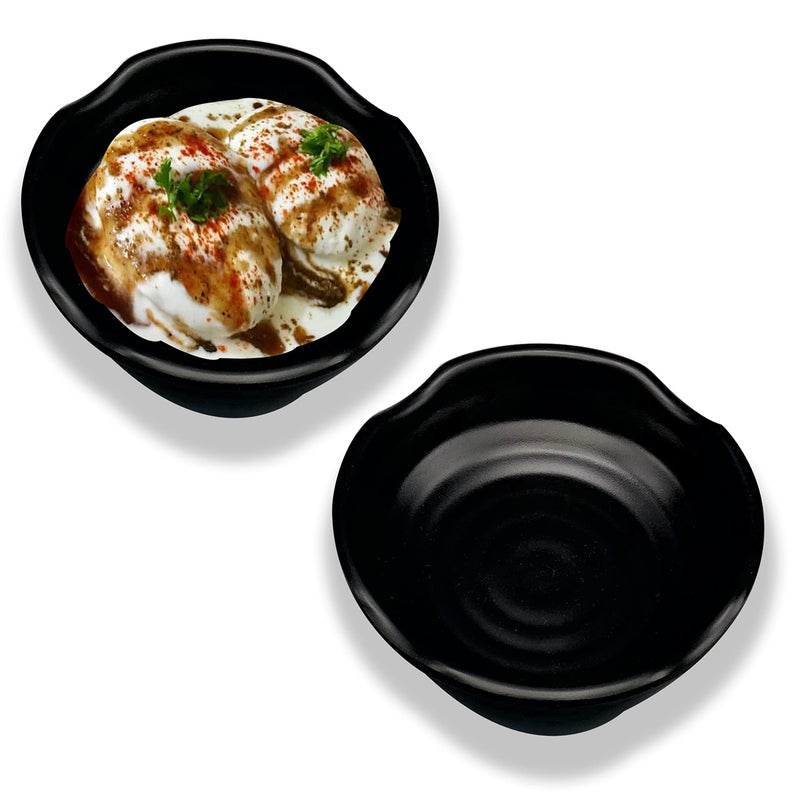 ZIDO Pack of 2 Multipurpose Dahi Bhalla Plate/Chat Plate/Snacks Plate/Appetizer Plate/Dessert Plate for Serving All Type of Chat, Dessert and Snacks etc - Image 1