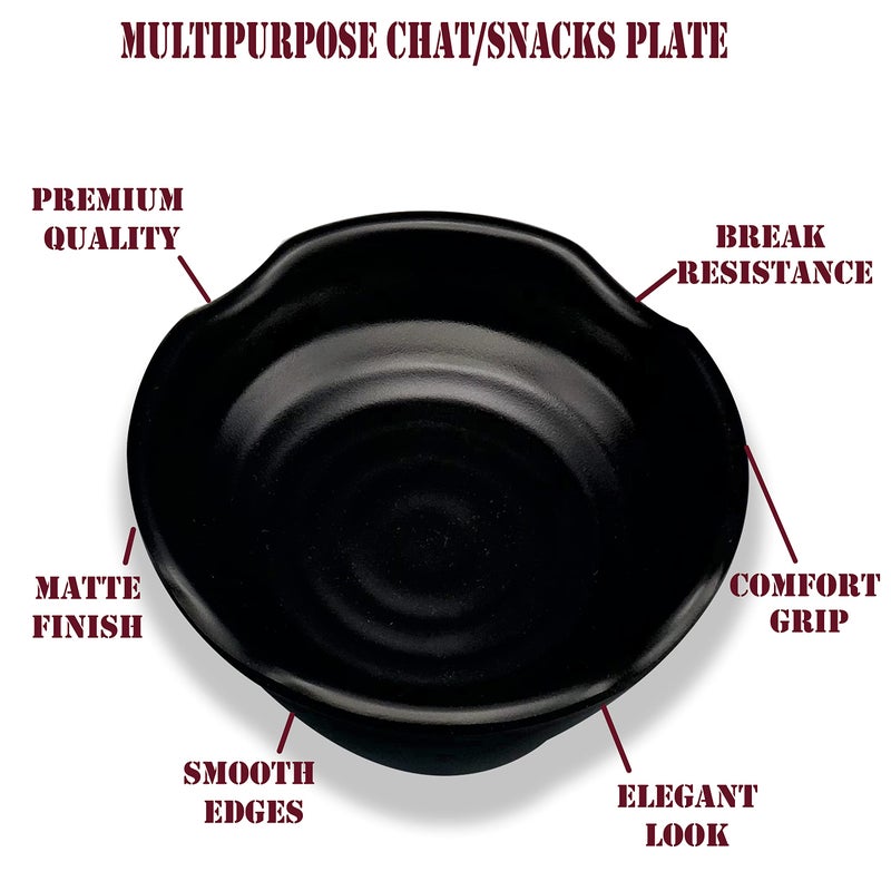 ZIDO Pack of 2 Multipurpose Dahi Bhalla Plate/Chat Plate/Snacks Plate/Appetizer Plate/Dessert Plate for Serving All Type of Chat, Dessert and Snacks etc - Image 3