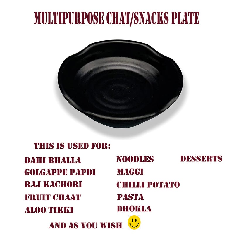 ZIDO Pack of 2 Multipurpose Dahi Bhalla Plate/Chat Plate/Snacks Plate/Appetizer Plate/Dessert Plate for Serving All Type of Chat, Dessert and Snacks etc - Image 4
