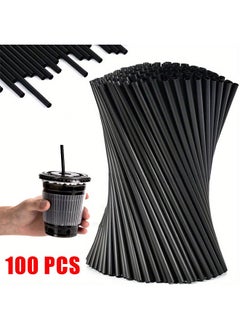 Generic 100pcs Black Straws Plastic Straws Disposable Drinking Straws For Coffee Juice And Cold Drinks  - Image 1