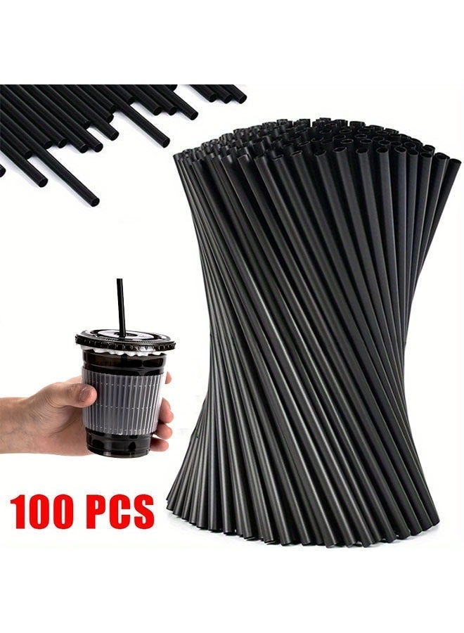 KOOKNA 100pcs Black Straws Plastic Straws Disposable Drinking Straws For Coffee Juice And Cold Drinks - Image 5