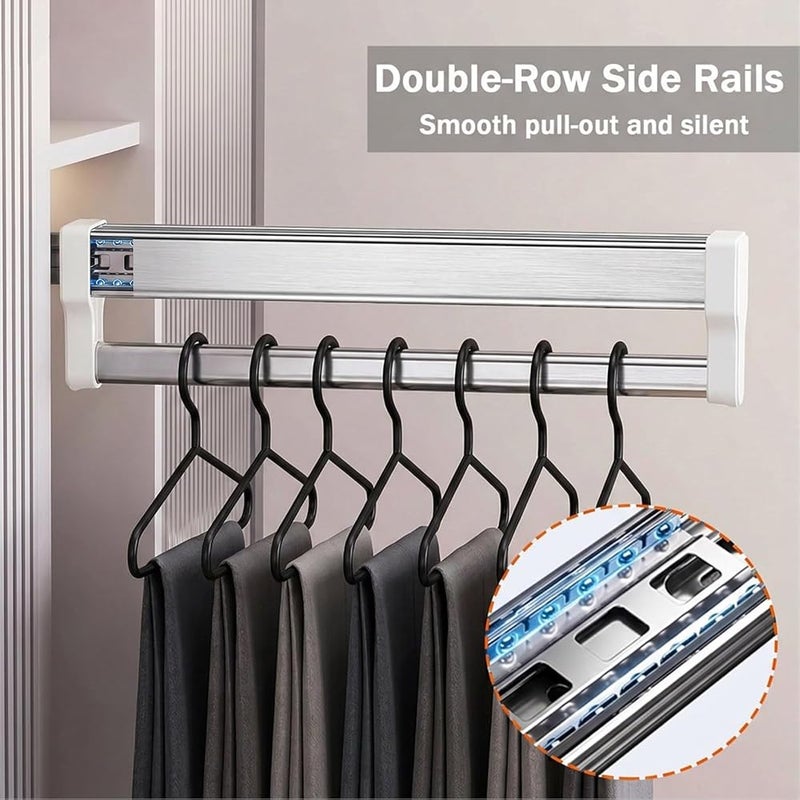 MAFAGE Pull Out Clothes Hanger Rod Adjustable Wardrobe Clothing Rail Hanger Rack Bar (547mm) White - Image 3