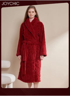 Autumn and Winter Jacquard Coral Velvet Thickened Warm Pajamas for Women Fashion Green Fruit Collar Long-Sleeved Skin-friendly Bedroom Sleep Robe with Pockets Wine Red - pzsku/Z016110E0C911902ECAB6Z/45/_/1702965316/f286feb0-728b-4b2c-967f-dc390239cd84