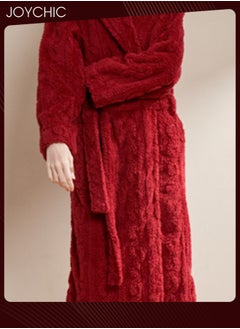 Autumn and Winter Jacquard Coral Velvet Thickened Warm Pajamas for Women Fashion Green Fruit Collar Long-Sleeved Skin-friendly Bedroom Sleep Robe with Pockets Wine Red - pzsku/Z016110E0C911902ECAB6Z/45/_/1702965317/a04e706a-f924-4e83-86cd-8b7dcacc7974