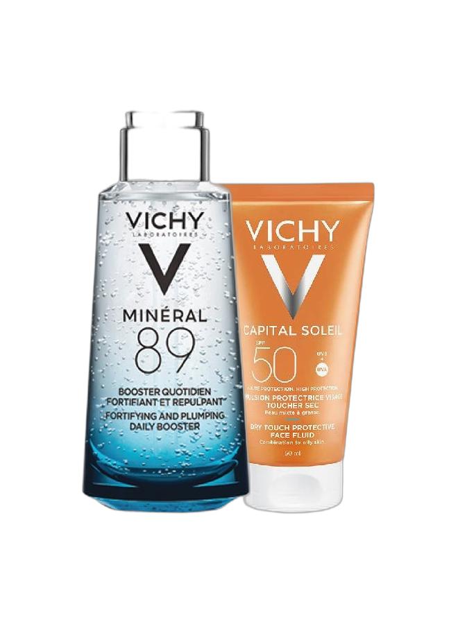 VICHY Minéral 89 Daily Booster Fortifying And Plumping 50ml + Capital Soleil Dry Touch Anti Shine Sunscreen 50ml - Image 1