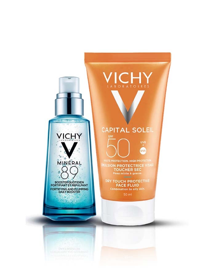 VICHY Minéral 89 Daily Booster Fortifying And Plumping 50ml + Capital Soleil Dry Touch Anti Shine Sunscreen 50ml - Image 1