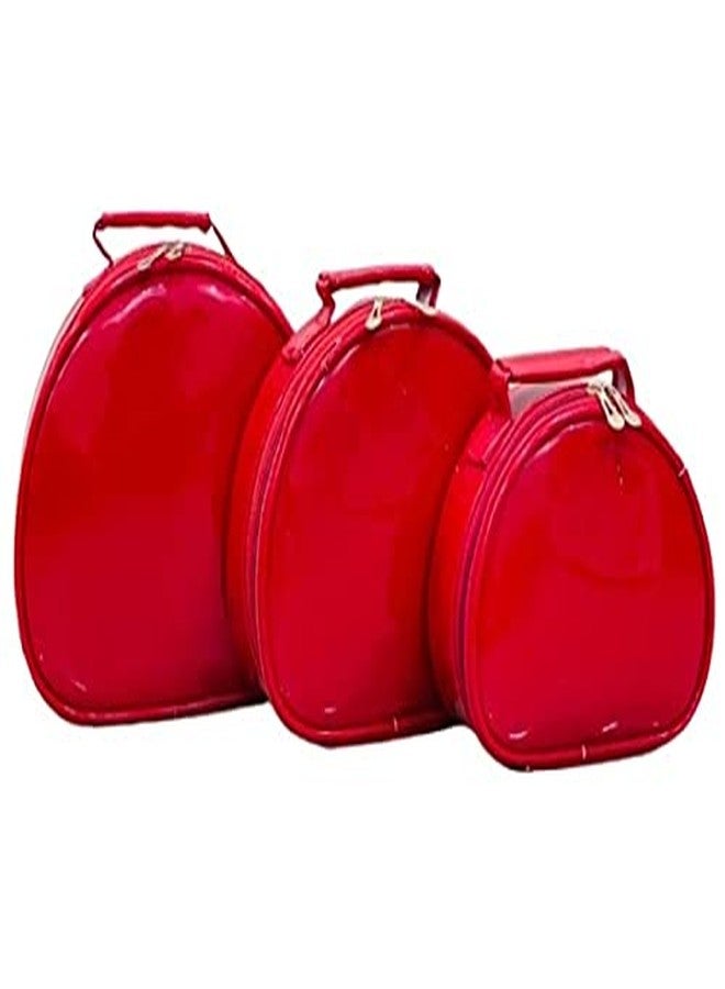 Adson Self Quilted Make Up Jewellery Storage Cosmetic Vanity Travelling Bag Vanity Cosmetic Toiletry Portable Multipurpose Vanity Case (2 Pcs Set) (RED) - Image 1