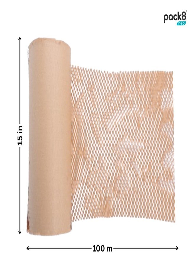 Eco friendly Paper Bubble Roll 15 inches|Honeycomb brown paper bubble wrap for packing, Shipping, Moving (100M X 15")| Expandable upto 40-50% |Eco-friendly Packaging for small business - Image 3