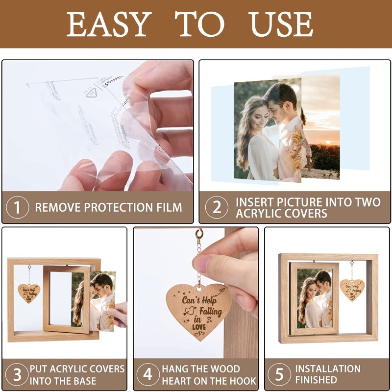 ishine Couple Picture Frames - Anniversary Photo Frame  Engagement Picture Frame Gifts for Couples  Boyfriend  Girlfriend  Husband  Wife  Can't Help Falling in Love - 4x6 Inches Photo Frames (Romantic Anniversary Picture Frame) - Image 5