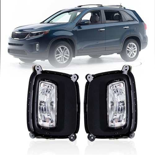 WFLNHB Fog Lights Replacement for Kia Sorento 2014 2015 Clear Lens with Bulbs Bezel Front Driving Fog Light Left Right Side - Image 1