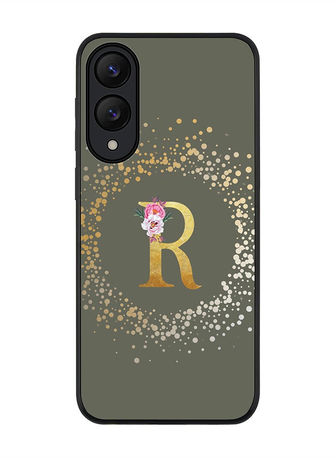 Stylizedd For Samsung Galaxy S25 Edge Case,Slim fit Camera Protection, Shockproof Thin Phone cover  - Custom Monogram Floral - R  (Olive Green )