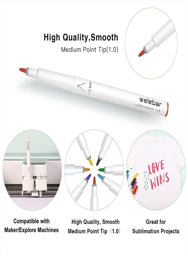 Welebar 12 Pack Infusible Pens Compatible with Cricut Maker 3/Maker 4/Maker/Explore 3/Explore 4/Air 2/Air, 1.0 Tip Sublimation Ink Marker Pen Set for Mugs, T-shirt, DIY Crafts - Image 5
