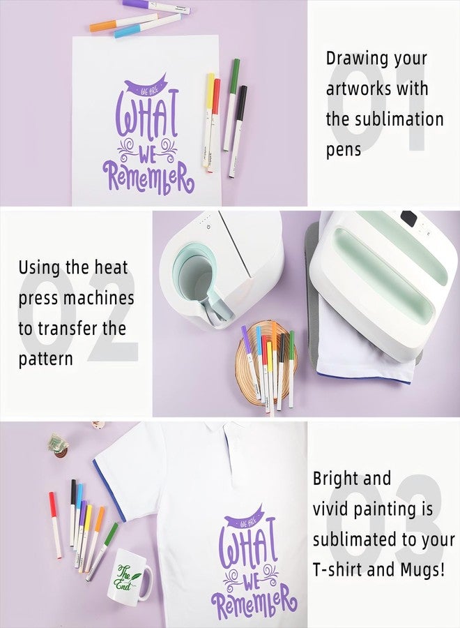 Welebar 12 Pack Infusible Pens Compatible with Cricut Maker 3/Maker 4/Maker/Explore 3/Explore 4/Air 2/Air, 1.0 Tip Sublimation Ink Marker Pen Set for Mugs, T-shirt, DIY Crafts - Image 4