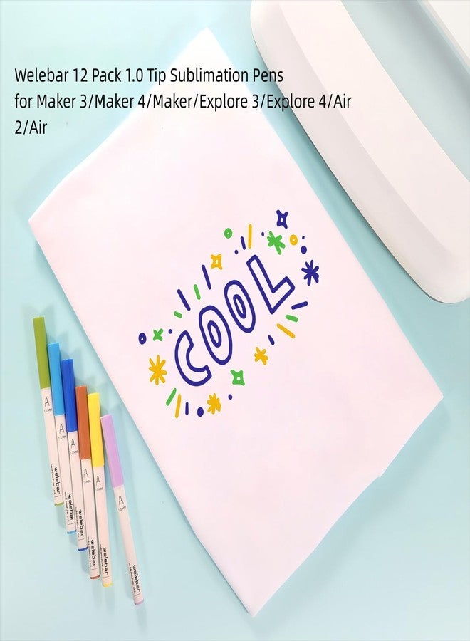 Welebar 12 Pack Infusible Pens Compatible with Cricut Maker 3/Maker 4/Maker/Explore 3/Explore 4/Air 2/Air, 1.0 Tip Sublimation Ink Marker Pen Set for Mugs, T-shirt, DIY Crafts - Image 2