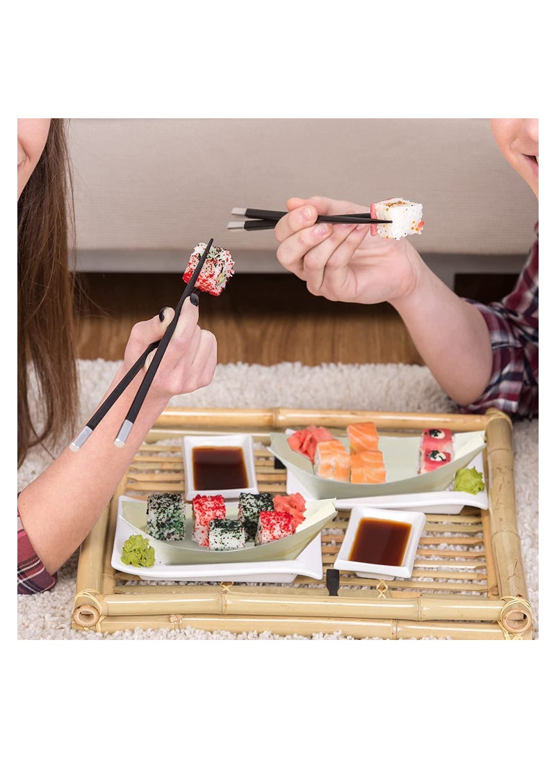 SYOSI 100Pcs Wood Serving Boats Disposable Bamboo Wood Boats Dishes Plates Wooden Snack Bowls Food Serving Tray Japanese Sashimi Sushi Boat Light Brown for Party Foods Snacks Canap Large - Image 4