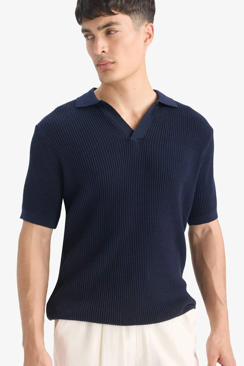 DeFacto Standard Fit Polo Collar Knitwear Short Sleeve Polo T-Shirt