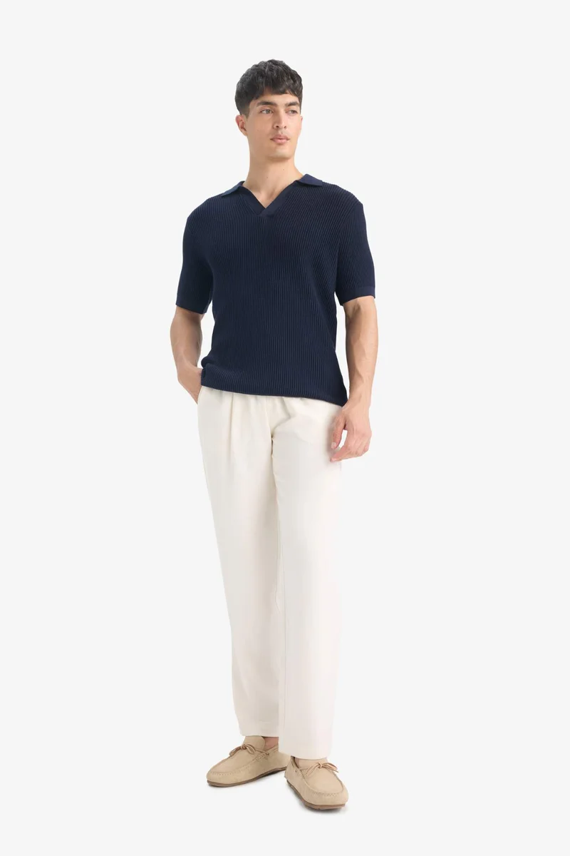 DeFacto Standard Fit Polo Collar Knitwear Short Sleeve Polo T-Shirt