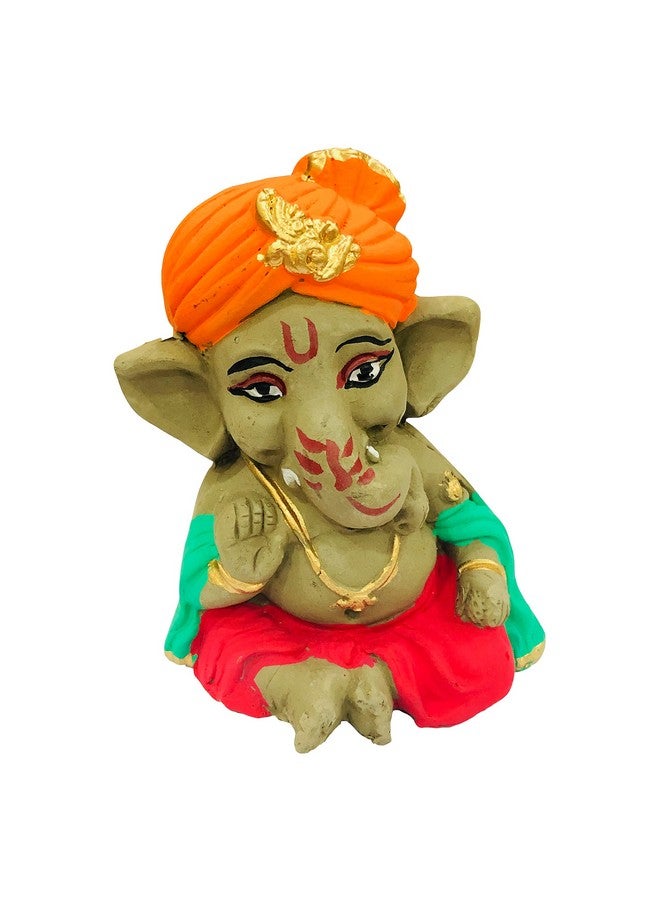 SHOPMEFAST تمثال غانيش مصنوع يدويًا من الطين/الطين الصديق للبيئة قابل للتحلل الحيوي (ارتفاع: 4 بوصة. صغير) - Image 1