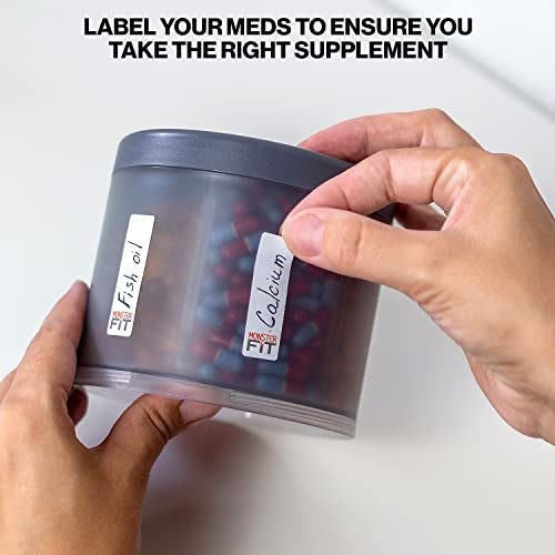 pill thing Monster Extra-Large Pill Organizer (5” Tall x 4.25” Wide) – 10 Adjustable Compartments, Easy Dispense Medication & Supplement Dispenser, Monster Fit 10 - Image 5