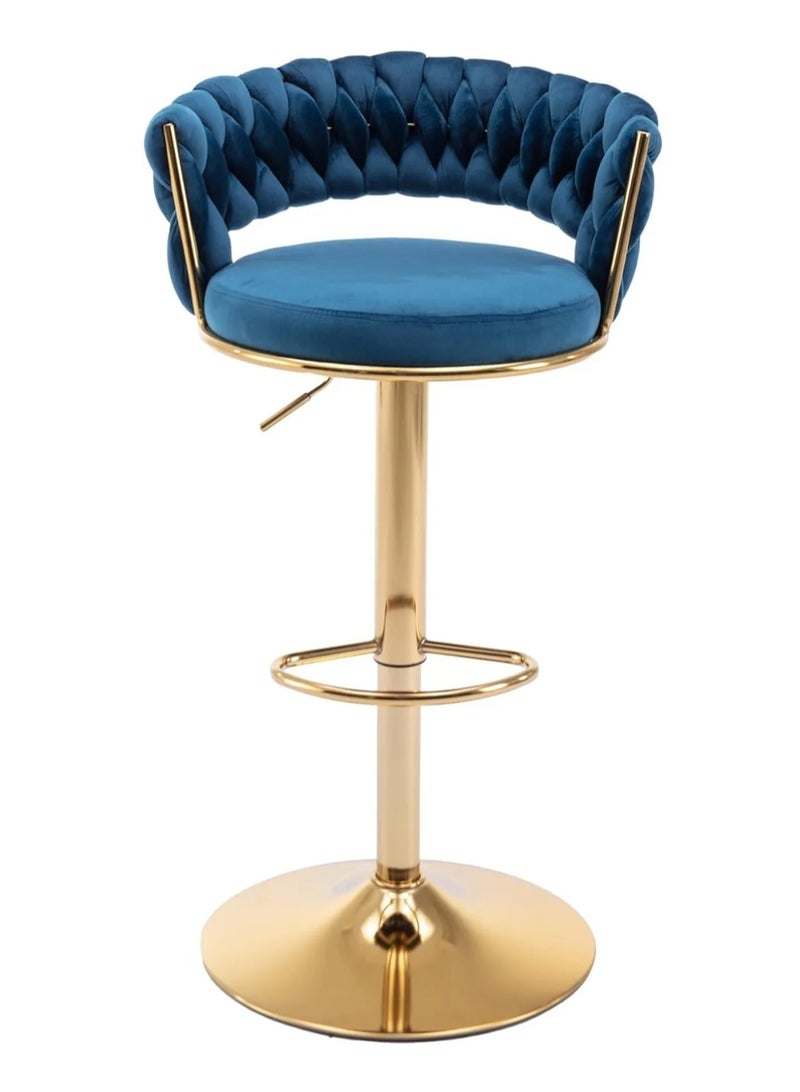 DubaiGallery كرسي بار فاخر، كرسي استقبال دائري حديث قابل للتعديل، كرسي بار من المخمل الذهبي، كرسي طعام مرتفع للمطبخ، قابل للتعديل في الارتفاع ودوران 360°، مناسب للبار، المنزل، المكتب، المقهى - Image 3
