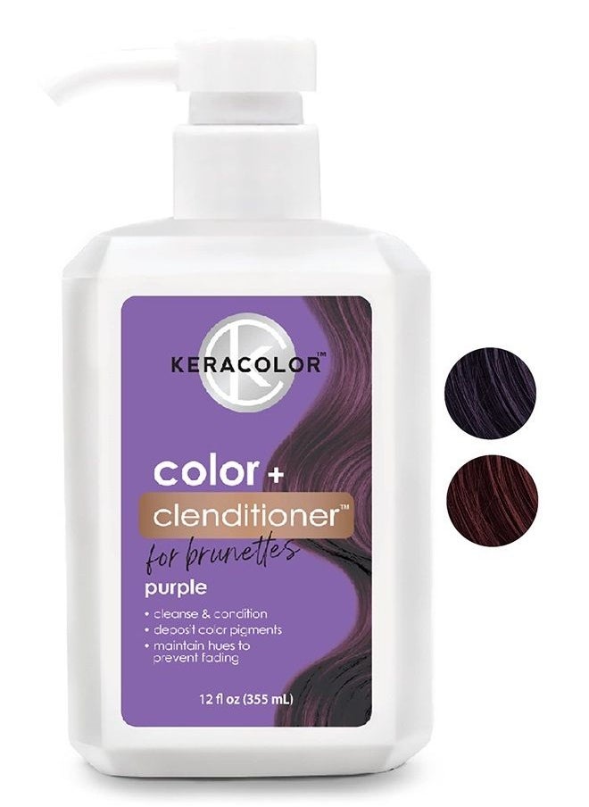 KERACOLOR - Clenditioner for Brunettes PURPLE Dye, Semi Permanent Hair Color Depositing Conditioner, Cruelty-free, 12 Fl Oz (Pack of 1) - Image 1