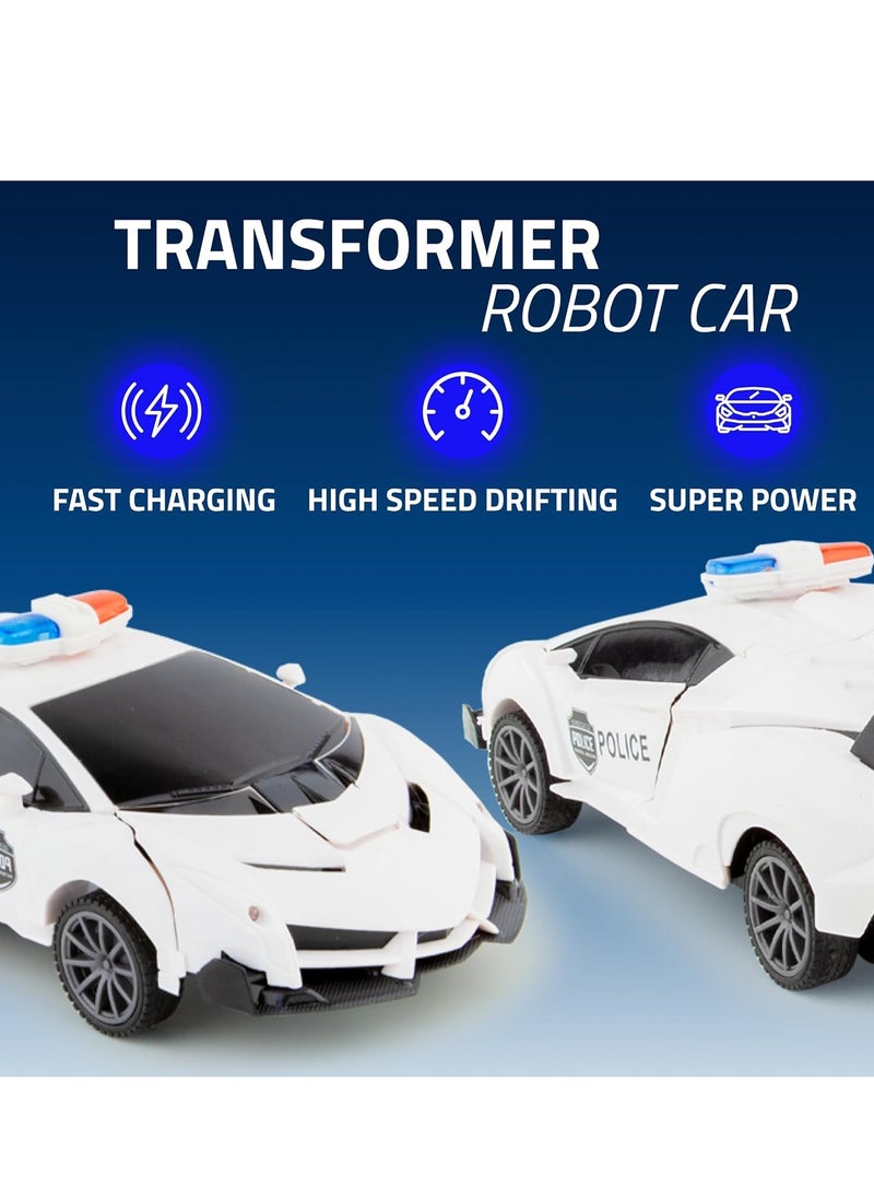 UniTrain Toys for Boys Police Electric RC Transformer Car - High Speed RC Car Robot with Lights, Sounds, Soft Grip Tires, 360 Degree Turning - Birthday Drift Hobby Gift Toys for Kids & Toddlers  - Image 3
