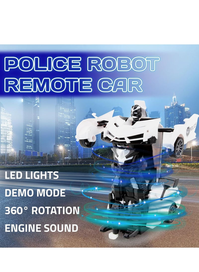 UniTrain Toys for Boys Police Electric RC Transformer Car - High Speed RC Car Robot with Lights, Sounds, Soft Grip Tires, 360 Degree Turning - Birthday Drift Hobby Gift Toys for Kids & Toddlers  - Image 2