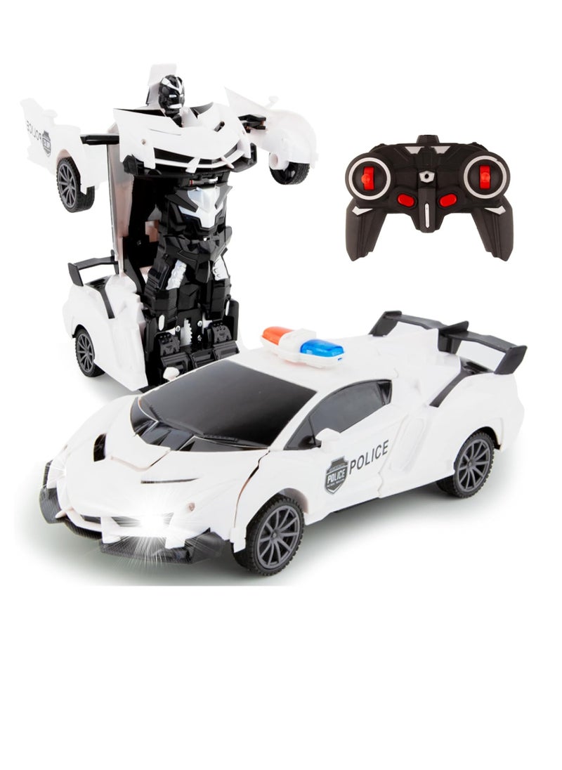 UniTrain Toys for Boys Police Electric RC Transformer Car - High Speed RC Car Robot with Lights, Sounds, Soft Grip Tires, 360 Degree Turning - Birthday Drift Hobby Gift Toys for Kids & Toddlers  - Image 1