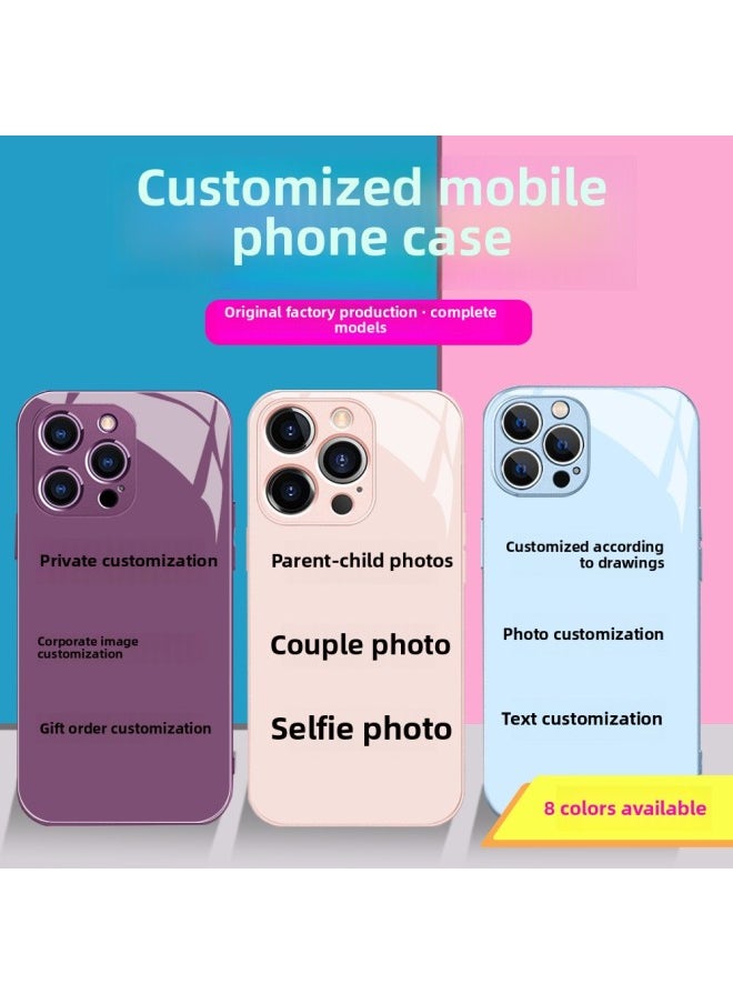 Generic - Mobile Phone Case Customized One-Piece Customized Mobile Phone Case Private Customized DIY Mobile Phone Case Photo Printing Mobile Phone Case-Color:High-permeability Tempered Glass Shell-classic Black-custom Picture-Applicable Model:For Iphone14 PRO - Image 1