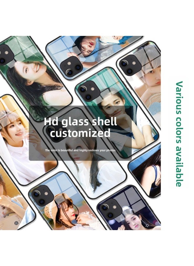 Generic - Mobile Phone Case Customized One-Piece Customized Mobile Phone Case Private Customized DIY Mobile Phone Case Photo Printing Mobile Phone Case-Color:High-permeability Tempered Glass Shell-classic Black-custom Picture-Applicable Model:For Iphone14 PRO - Image 1