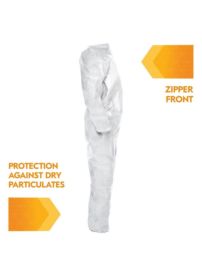 KleenGuard A20 Elastic Wrist and Ankle Coverall, Large, White (37716), REFLEX Design, Zip Front