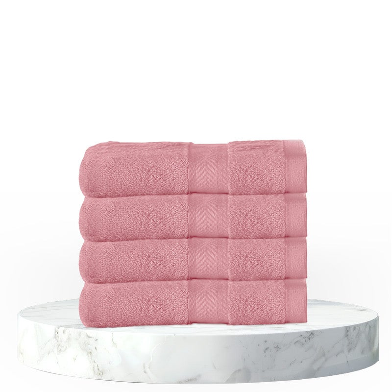 Rest منشفة وجه مجموعة من 4 منشفة وجه قطنية بلون وردي غامق 30x30 سم ، 12x12 بوصة منشفة تنظيف وجه فاخرة ناعمة ماصة خفيفة الوزن قابلة للغسل سريعة الجفاف بجودة منتجع صحي منشفة وجه شاطئية - Image 1