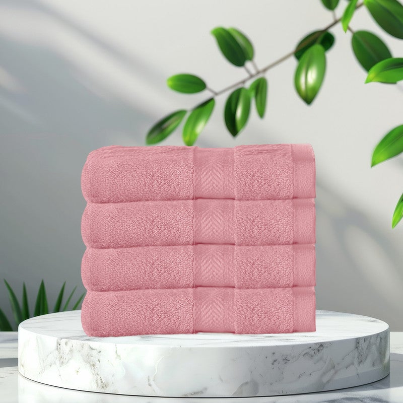 Rest منشفة وجه مجموعة من 4 منشفة وجه قطنية بلون وردي غامق 30x30 سم ، 12x12 بوصة منشفة تنظيف وجه فاخرة ناعمة ماصة خفيفة الوزن قابلة للغسل سريعة الجفاف بجودة منتجع صحي منشفة وجه شاطئية - Image 2