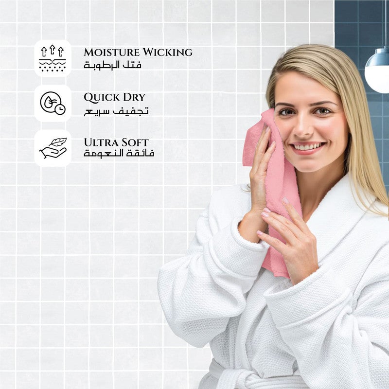 Rest منشفة وجه مجموعة من 4 منشفة وجه قطنية بلون وردي غامق 30x30 سم ، 12x12 بوصة منشفة تنظيف وجه فاخرة ناعمة ماصة خفيفة الوزن قابلة للغسل سريعة الجفاف بجودة منتجع صحي منشفة وجه شاطئية - Image 3