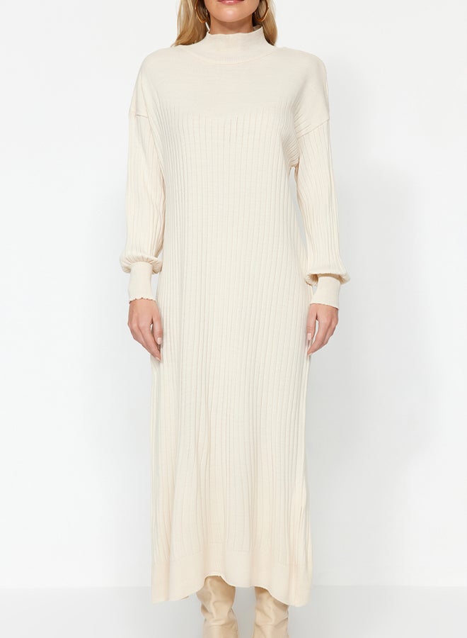 trendyol Stone High Neck Knitwear Dress - Image 4