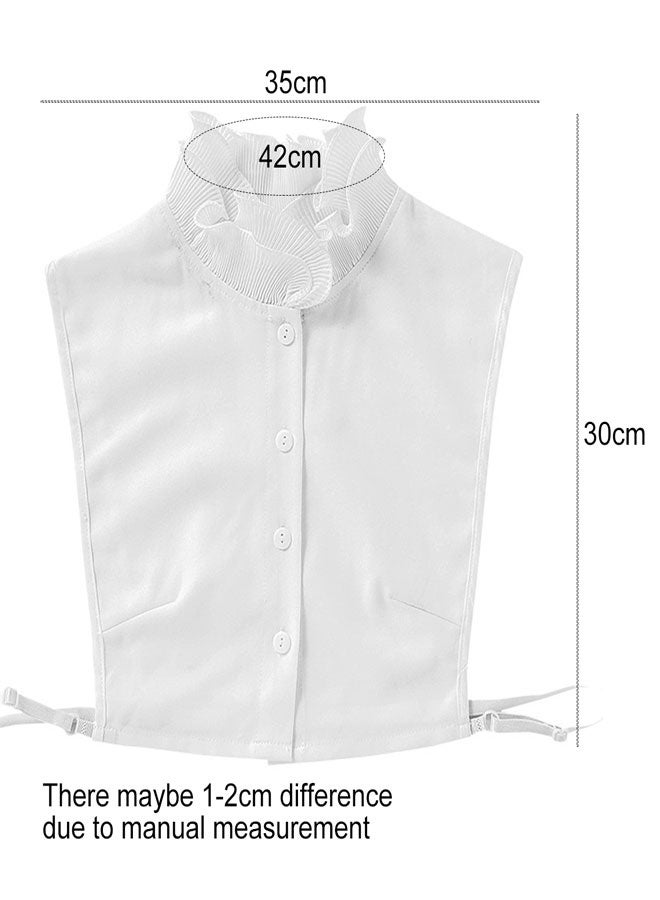 HAWAWA Chiffon Fake Collar Lady Ruffles Neck Detachable Doll Lapel Blouse for Women Half Shirts Half False Blouse Dickey False Collar White 1 Pack - Image 2