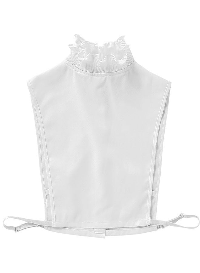 HAWAWA Chiffon Fake Collar Lady Ruffles Neck Detachable Doll Lapel Blouse for Women Half Shirts Half False Blouse Dickey False Collar White 1 Pack - Image 3