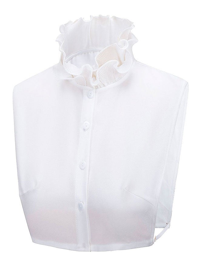 HAWAWA Chiffon Fake Collar Lady Ruffles Neck Detachable Doll Lapel Blouse for Women Half Shirts Half False Blouse Dickey False Collar White 1 Pack - Image 1