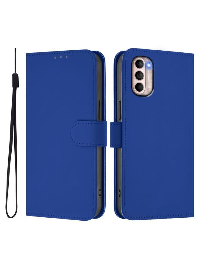 S-TOP Case For Motorola Moto G31 4G Global Skin Feel Solid Color Leather Phone Case with Lanyard - Image 2
