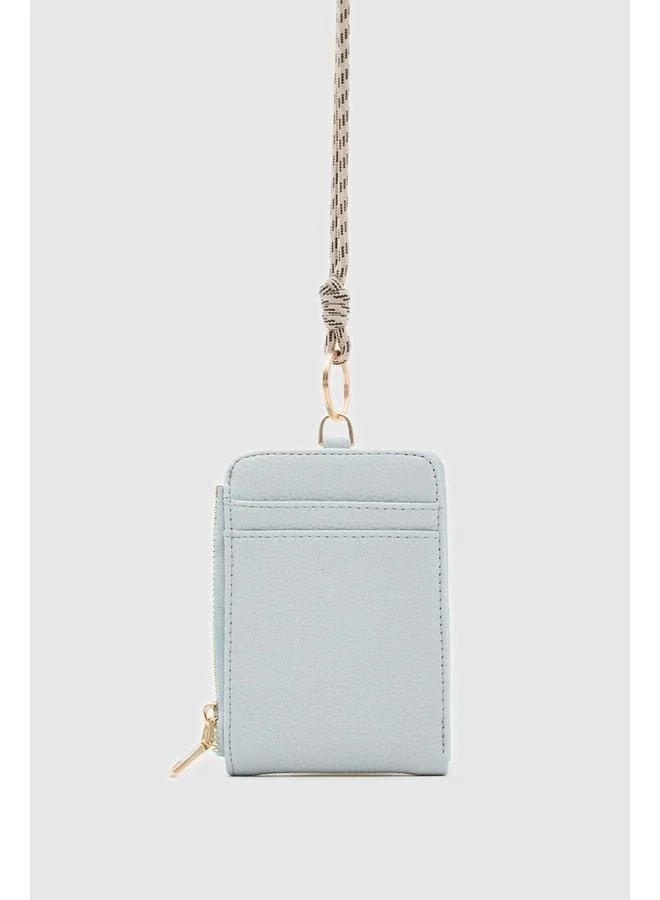 Palm Neck Strap Women's Wallet in Baby Blue.