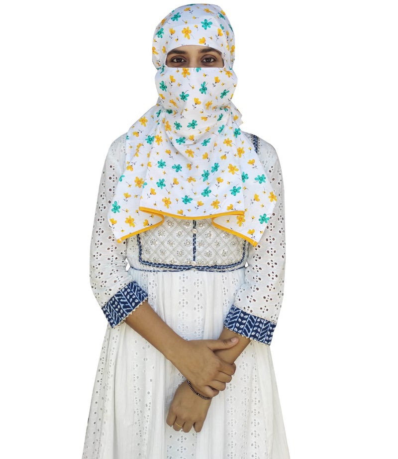 Switchon Female Cambric Cotton Women'S Export Quality Printed Scarf Cum Mask For 12 Yrs And Above (Multicolor ) - Image 1