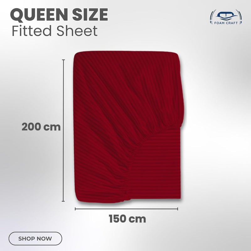 FOAM CRAFT Foamcraft Striped Deep Pocket Fitted Sheet - Wrinkle-Free Microfiber, Red, Queen Size - Image 2
