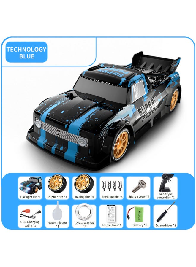 JJRC Explosion 2.4g Short Card Drift Racing Car Brushless Power Car Model Children's Toy Remote Control Car-Color:Blue (English Version)  - Image 1