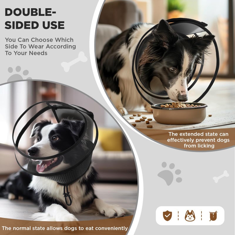 BONTHEE Soft Dog Cone for Dogs After Surgery,Transparent Breathable Dog Cone Collar for Small Large Medium Size Dog,Adjustable Depth Pet Recovery Collars,Elizabethan Collar for Dogs Stop Licking (Black-M) - Image 5