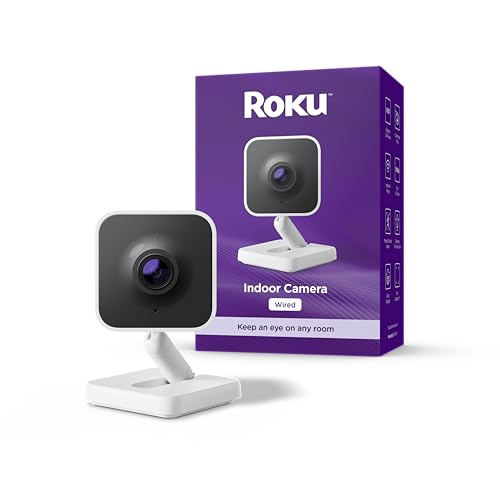 Roku Indoor Camera Home Security 1Pack Wired Security Camera Pet Monitor with 1080p HD Color Night Vision Works with Alexa Google Motion Sound Detection WDR WiFi 6 - Image 1