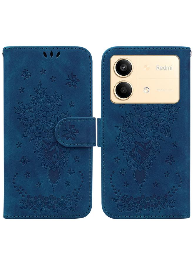 Case For Xiaomi Redmi Note 13R Pro Butterfly Rose Embossed Leather Phone Case