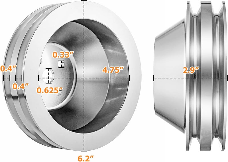 WeiSen 2 Groove 2V Water Pump Pulley V-Belt for 1969-UP Small Block Ford 302 351W 351C 351M 400 V8 5.0L - Image 4